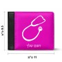 ארנק עור שחור בעיצוב אישי עם השם שלך בעיצוב סטטוסקופ רופא מידות הארנק 9.5 × 11 ס"מ