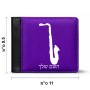 ארנק עור שחור בעיצוב אישי עם השם שלך בעיצוב סקסופון מידות הארנק 9.5 × 11 ס"מ