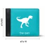ארנק עור שחור בעיצוב אישי עם השם שלך בעיצוב דינוזאור מידות הארנק 9.5 × 11 ס"מ