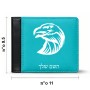 ארנק עור שחור בעיצוב אישי עם השם שלך בעיצוב ראש נשר מידות הארנק 9.5 × 11 ס"מ