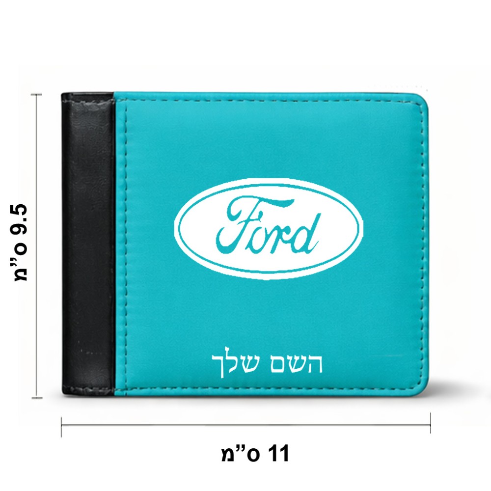 ארנק עור שחור בעיצוב אישי עם השם שלך בעיצוב לחצות מידות הארנק 9.5 × 11 ס"מ