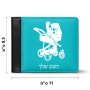 ארנק עור שחור בעיצוב אישי עם השם שלך בעיצוב עגלת תינוק מידות הארנק 9.5 × 11 ס"מ