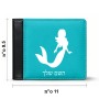 ארנק עור שחור בעיצוב אישי עם השם שלך בעיצוב בתולת ים - אישה מידות הארנק 9.5 × 11 ס"מ