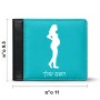ארנק עור שחור בעיצוב אישי עם השם שלך בעיצוב אישה בהריון מידות הארנק 9.5 × 11 ס"מ
