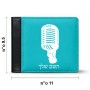ארנק עור שחור בעיצוב אישי עם השם שלך בעיצוב מיקרופון מידות הארנק 9.5 × 11 ס"מ
