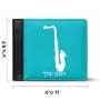 ארנק עור שחור בעיצוב אישי עם השם שלך בעיצוב סקסופון מידות הארנק 9.5 × 11 ס"מ