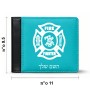 ארנק עור שחור בעיצוב אישי עם השם שלך בעיצוב כבאי - תגית מידות הארנק 9.5 × 11 ס"מ