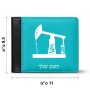 ארנק עור שחור בעיצוב אישי עם השם שלך בעיצוב באר נפט מידות הארנק 9.5 × 11 ס"מ