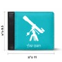 ארנק עור שחור בעיצוב אישי עם השם שלך בעיצוב טלסקופ מידות הארנק 9.5 × 11 ס"מ