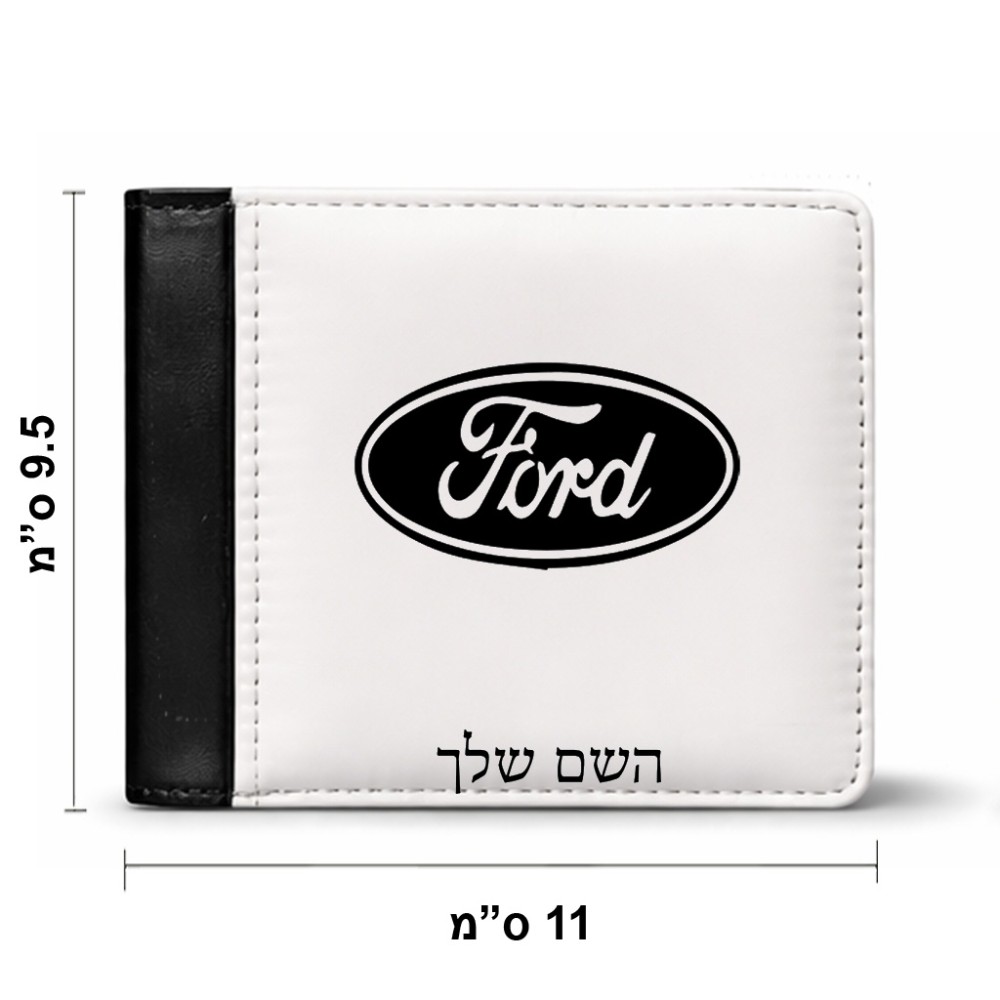 ארנק עור שחור בעיצוב אישי עם השם שלך בעיצוב לחצות מידות הארנק 9.5 × 11 ס"מ