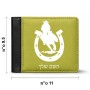 ארנק עור שחור בעיצוב אישי עם השם שלך בעיצוב פרסה וסוס מידות הארנק 9.5 × 11 ס"מ