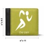 ארנק עור שחור בעיצוב אישי עם השם שלך בעיצוב רצים אולימפיים מידות הארנק 9.5 × 11 ס"מ