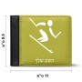 ארנק עור שחור בעיצוב אישי עם השם שלך בעיצוב סקי אולימפי מידות הארנק 9.5 × 11 ס"מ