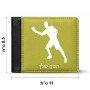ארנק עור שחור בעיצוב אישי עם השם שלך בעיצוב שחקן פינג פונג מידות הארנק 9.5 × 11 ס"מ