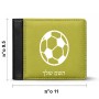 ארנק עור שחור בעיצוב אישי עם השם שלך בעיצוב כדורגל כדור כדורגל מידות הארנק 9.5 × 11 ס"מ