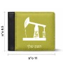 ארנק עור שחור בעיצוב אישי עם השם שלך בעיצוב באר נפט מידות הארנק 9.5 × 11 ס"מ