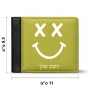 ארנק עור שחור בעיצוב אישי עם השם שלך בעיצוב סמיילי מידות הארנק 9.5 × 11 ס"מ