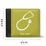 ארנק עור שחור בעיצוב אישי עם השם שלך בעיצוב סטטוסקופ רופא מידות הארנק 9.5 × 11 ס"מ