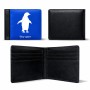 ארנק עור שחור בעיצוב אישי עם השם שלך בעיצוב פינגווין מידות הארנק 9.5 × 11 ס"מ