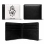 ארנק עור שחור בעיצוב אישי עם השם שלך בעיצוב חמסה - קבלה מידות הארנק 9.5 × 11 ס"מ