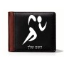 ארנק עור חום בעיצוב אישי עם השם שלך בעיצוב רצים אולימפיים מידות הארנק 9.5 × 11 ס"מ