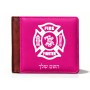 ארנק עור חום בעיצוב אישי עם השם שלך בעיצוב כבאי - תגית מידות הארנק 9.5 × 11 ס"מ