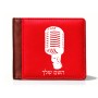 ארנק עור חום בעיצוב אישי עם השם שלך בעיצוב מיקרופון מידות הארנק 9.5 × 11 ס"מ