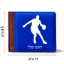 ארנק עור חום בעיצוב אישי עם השם שלך בעיצוב שחקן כדורסל מידות הארנק 9.5 × 11 ס"מ