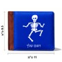 ארנק עור חום בעיצוב אישי עם השם שלך בעיצוב סקלטון מידות הארנק 9.5 × 11 ס"מ