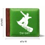 ארנק עור חום בעיצוב אישי עם השם שלך בעיצוב סנובורדיסט מידות הארנק 9.5 × 11 ס"מ