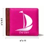 ארנק עור חום בעיצוב אישי עם השם שלך בעיצוב סירה מידות הארנק 9.5 × 11 ס"מ