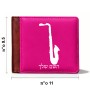 ארנק עור חום בעיצוב אישי עם השם שלך בעיצוב סקסופון מידות הארנק 9.5 × 11 ס"מ