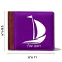 ארנק עור חום בעיצוב אישי עם השם שלך בעיצוב סירה מידות הארנק 9.5 × 11 ס"מ