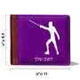 ארנק עור חום בעיצוב אישי עם השם שלך בעיצוב לוחם סייף מידות הארנק 9.5 × 11 ס"מ