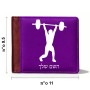 ארנק עור חום בעיצוב אישי עם השם שלך בעיצוב הרמת משקולות מידות הארנק 9.5 × 11 ס"מ