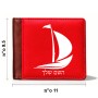 ארנק עור חום בעיצוב אישי עם השם שלך בעיצוב סירה מידות הארנק 9.5 × 11 ס"מ