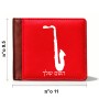 ארנק עור חום בעיצוב אישי עם השם שלך בעיצוב סקסופון מידות הארנק 9.5 × 11 ס"מ