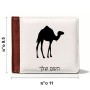 ארנק עור חום בעיצוב אישי עם השם שלך בעיצוב גמל מידות הארנק 9.5 × 11 ס"מ