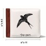 ארנק עור חום בעיצוב אישי עם השם שלך בעיצוב לבלוע מידות הארנק 9.5 × 11 ס"מ