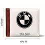 ארנק עור חום בעיצוב אישי עם השם שלך בעיצוב ב.מ.וו מידות הארנק 9.5 × 11 ס"מ