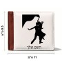 ארנק עור חום בעיצוב אישי עם השם שלך בעיצוב אישה רוקדת עם גבר מידות הארנק 9.5 × 11 ס"מ