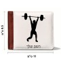 ארנק עור חום בעיצוב אישי עם השם שלך בעיצוב הרמת משקולות מידות הארנק 9.5 × 11 ס"מ