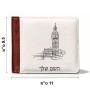 ארנק עור חום בעיצוב אישי עם השם שלך בעיצוב ביג בן מידות הארנק 9.5 × 11 ס"מ