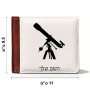 ארנק עור חום בעיצוב אישי עם השם שלך בעיצוב טלסקופ מידות הארנק 9.5 × 11 ס"מ