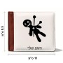 ארנק עור חום בעיצוב אישי עם השם שלך בעיצוב וודו מידות הארנק 9.5 × 11 ס"מ