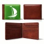 ארנק עור חום בעיצוב אישי עם השם שלך בעיצוב סירה מידות הארנק 9.5 × 11 ס"מ