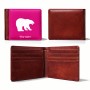 ארנק עור חום בעיצוב אישי עם השם שלך בעיצוב דוב מידות הארנק 9.5 × 11 ס"מ