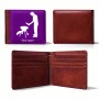 ארנק עור חום בעיצוב אישי עם השם שלך בעיצוב גריל ברביקיו מידות הארנק 9.5 × 11 ס"מ