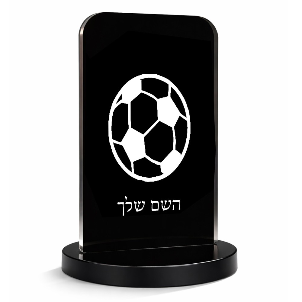 סטנד תמונה מעוצב בעיצוב אישי עם השם שלך בעיצוב כדורגל כדור כדורגל גודל 6 × 10 ס"מ