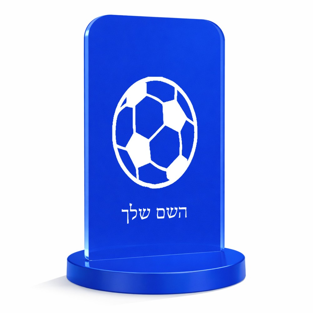 סטנד תמונה מעוצב בעיצוב אישי עם השם שלך בעיצוב כדורגל כדור כדורגל גודל 6 × 10 ס"מ
